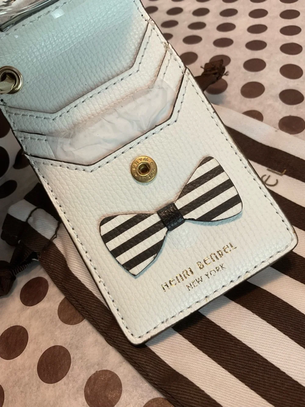 NWT Henri Bendel Quinn Card Case Holder Key Chain Purse Charm w Dust Bag